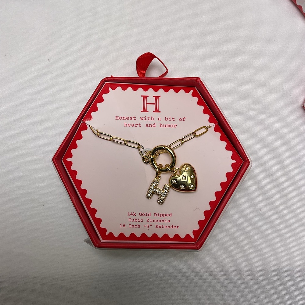 a new day Gold Heart and Initial “H” Necklace - new in box